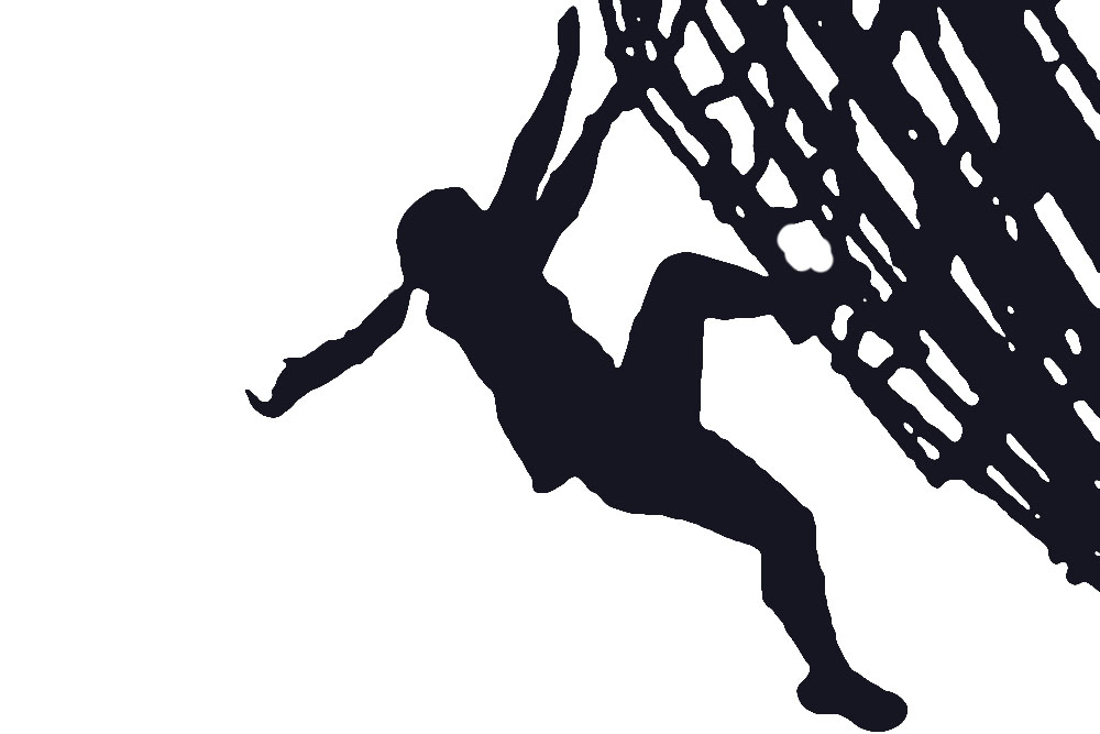 graphic of Alpha Warrior climbing a rope